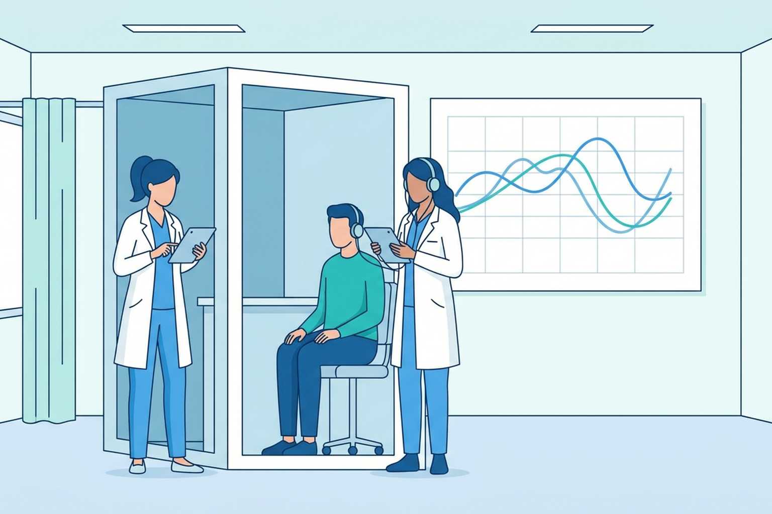 Professional hearing test at an audiology clinic