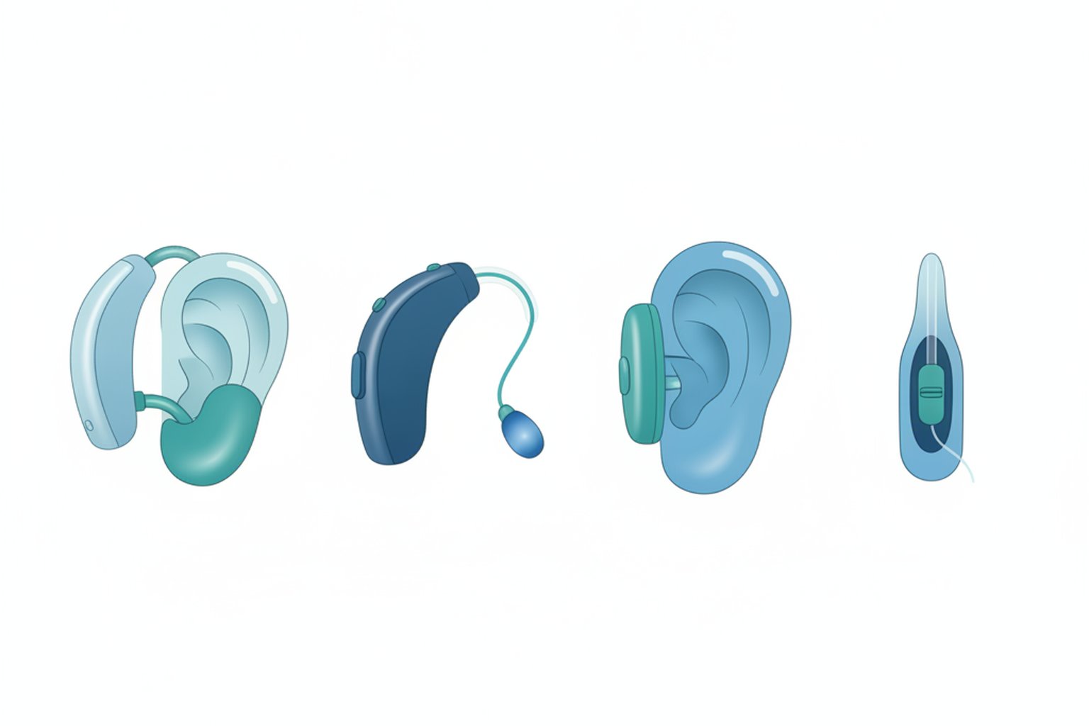 Four hearing aid styles comparison