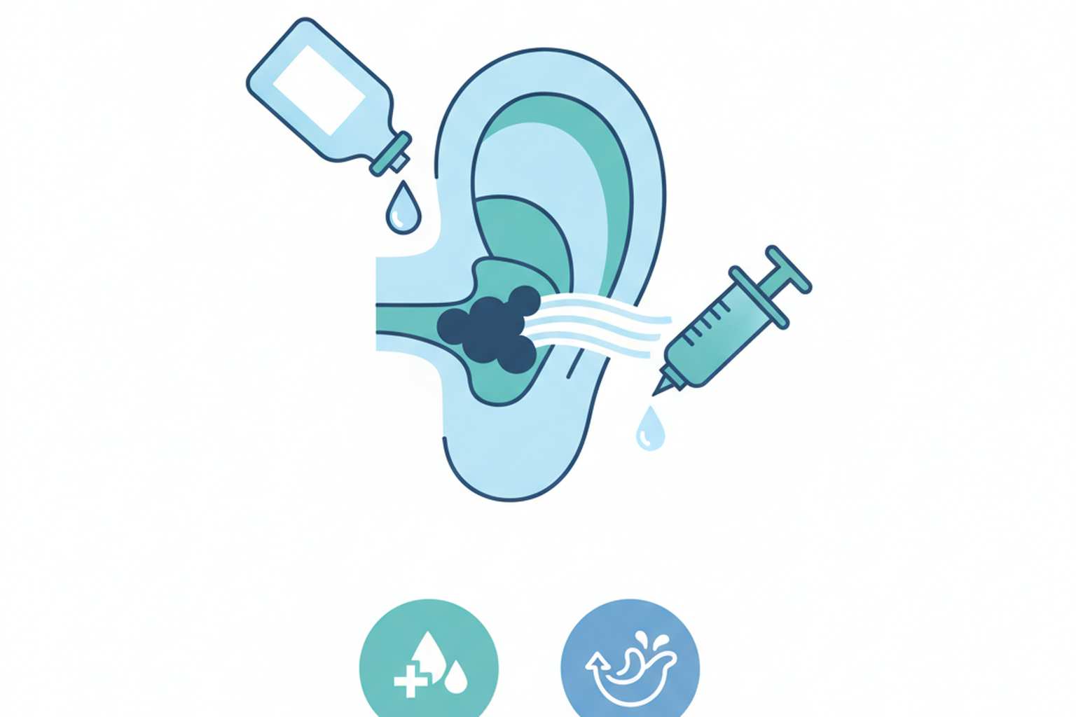 Illustration showing cotton swabs pushing earwax deeper into the ear canal