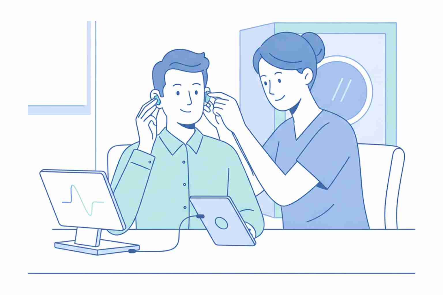 Hearing aid fitting appointment at a clinic