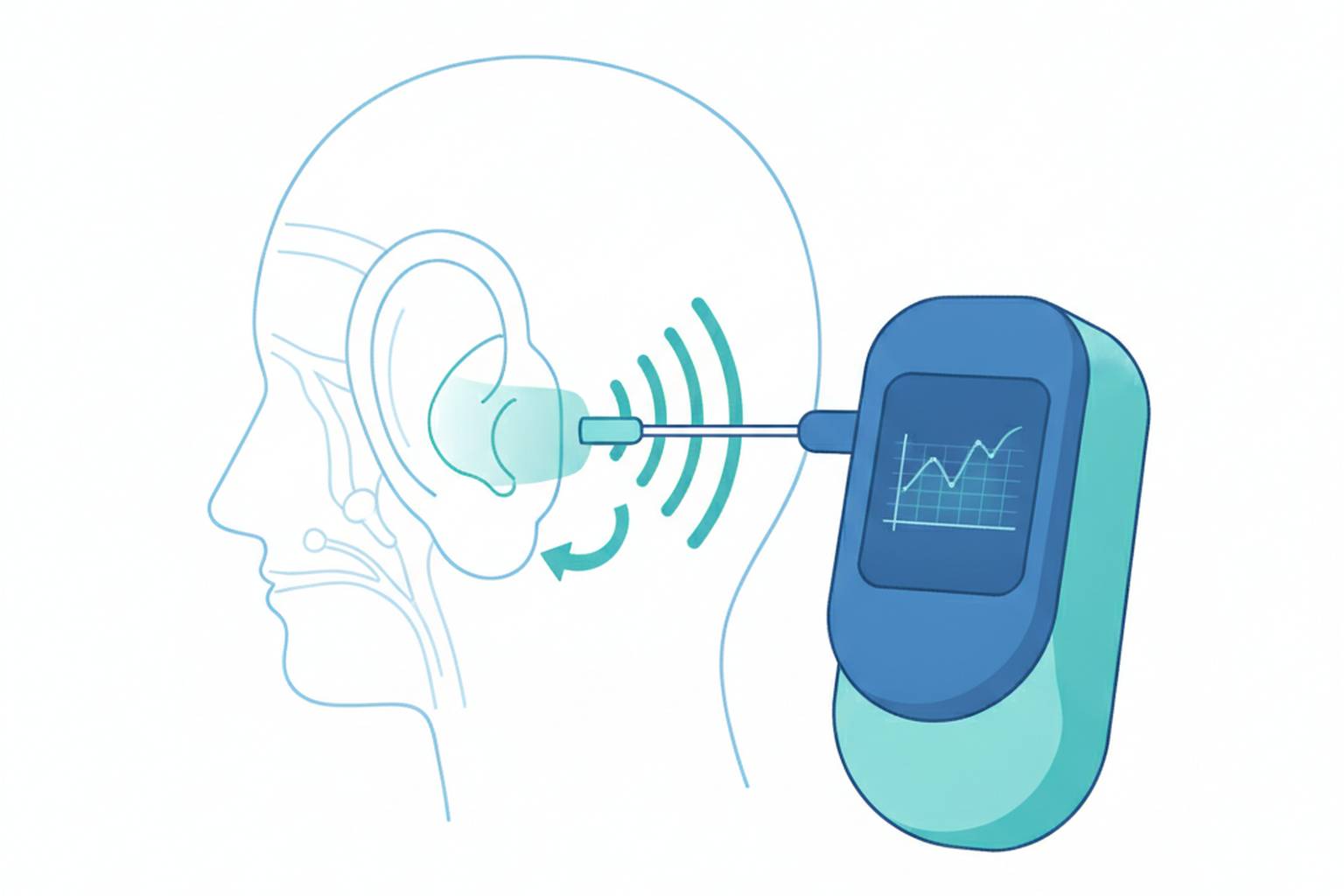 Tympanometry device measuring eardrum movement