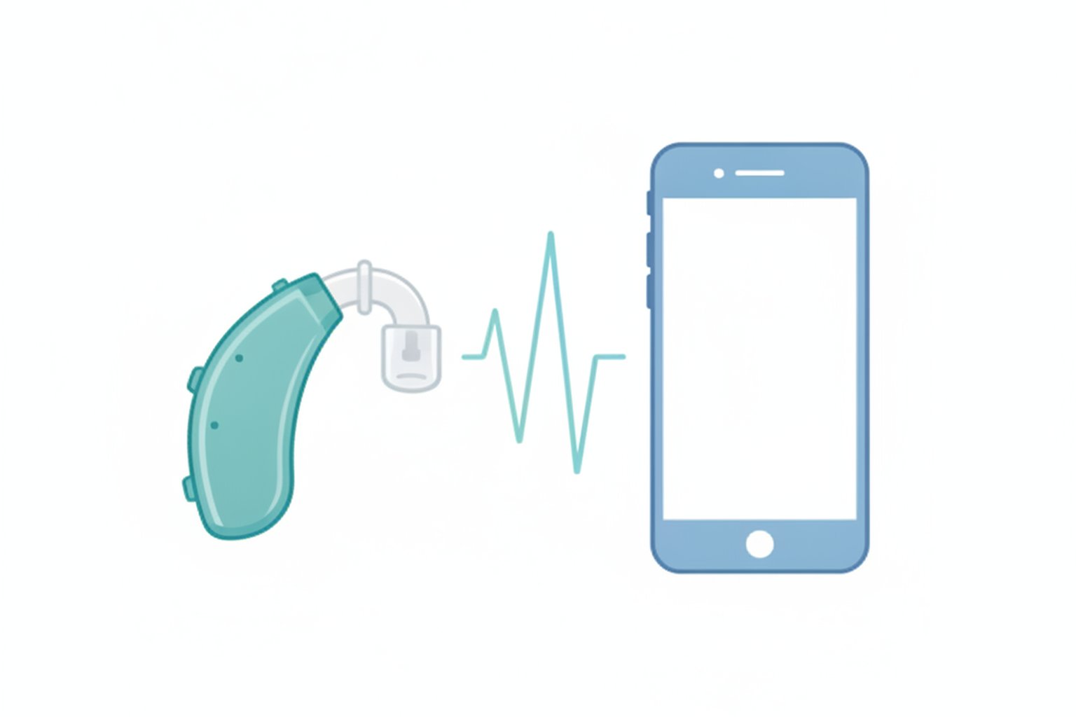 Hearing aid connected wirelessly to a smartphone