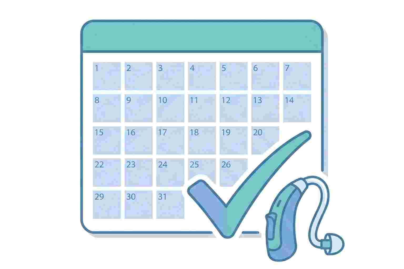 Extended hearing aid warranty options and coverage timeline illustration