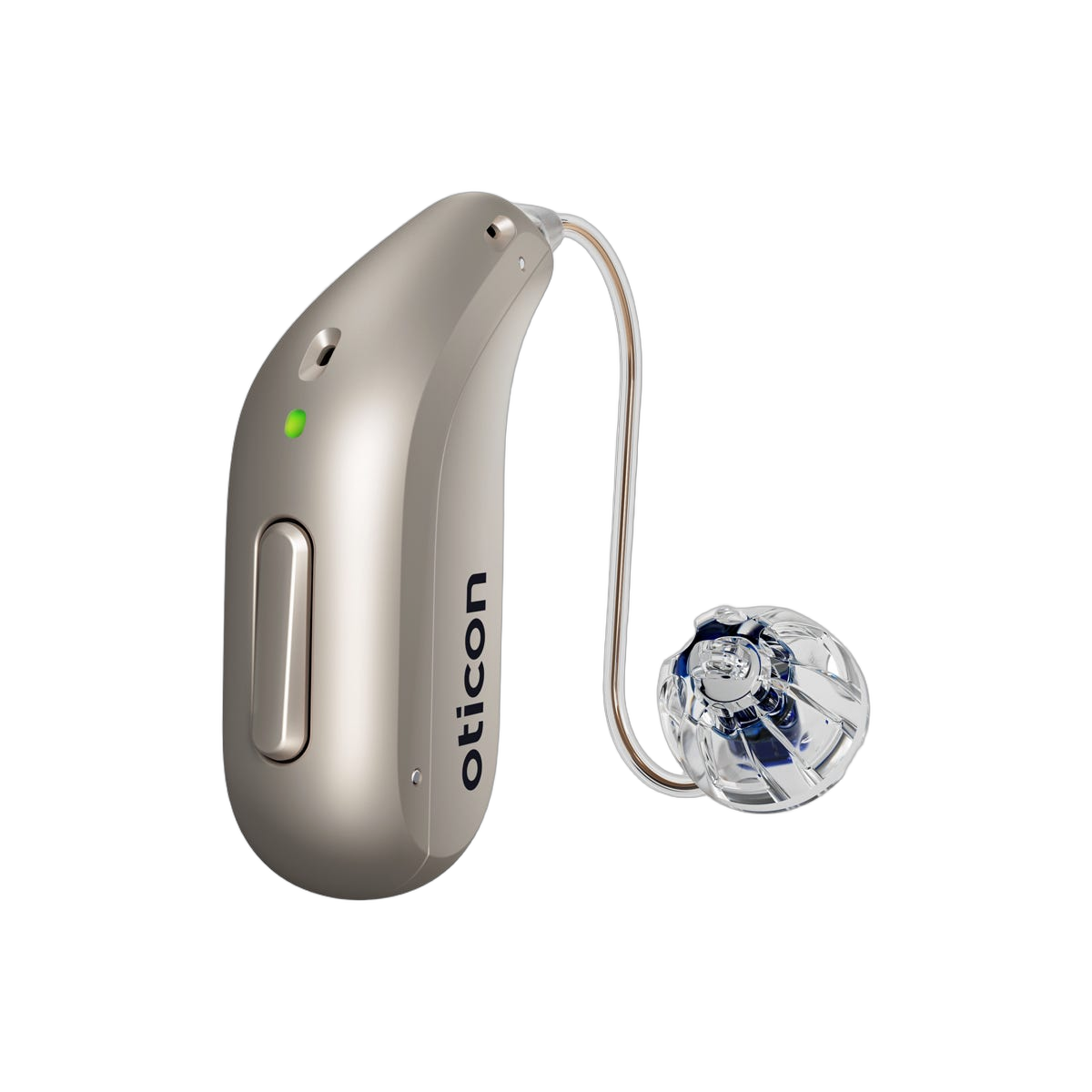 Oticon Reveal miniRITE R receiver-in-canal hearing aid in Chroma Beige finish