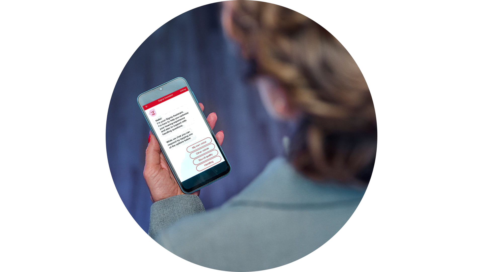 Signia Assistant on a smartphone with Charge&Go BCT IX