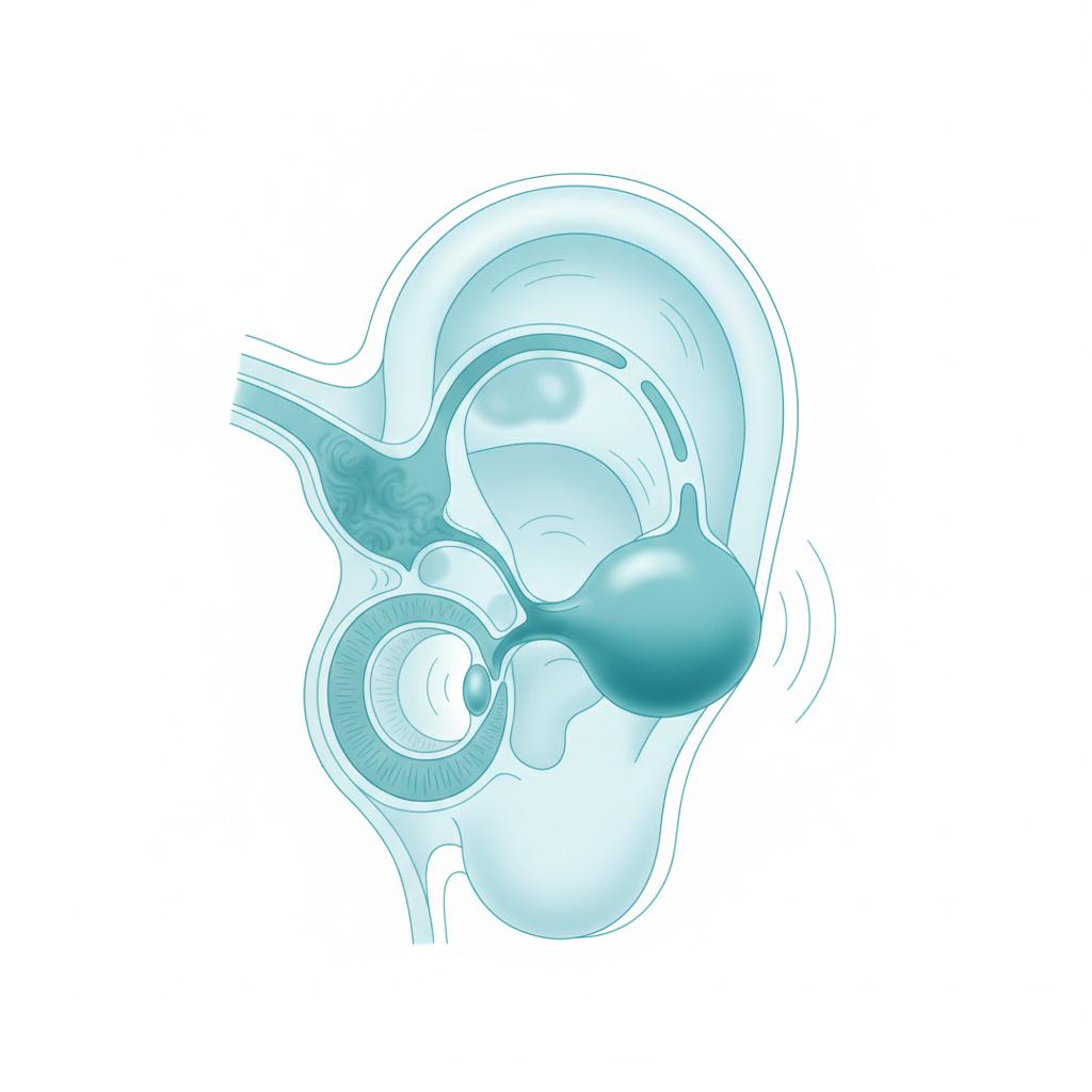 Medical illustration of inner ear with Menieres disease