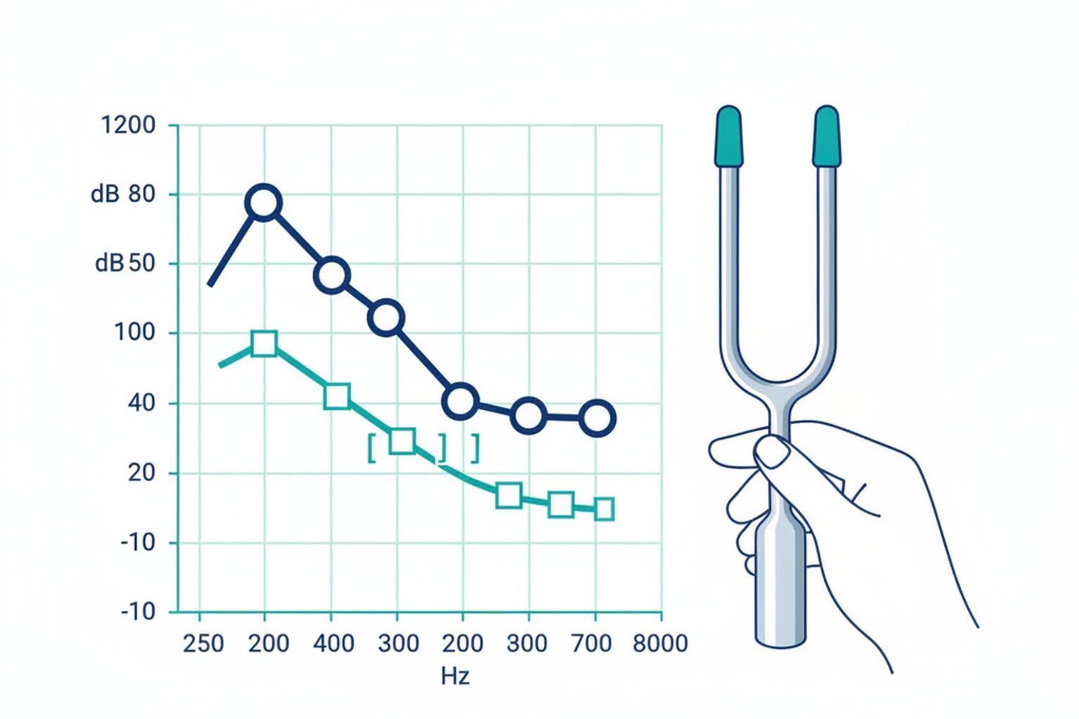 Audiogram and tuning fork tests reveal the otosclerosis pattern