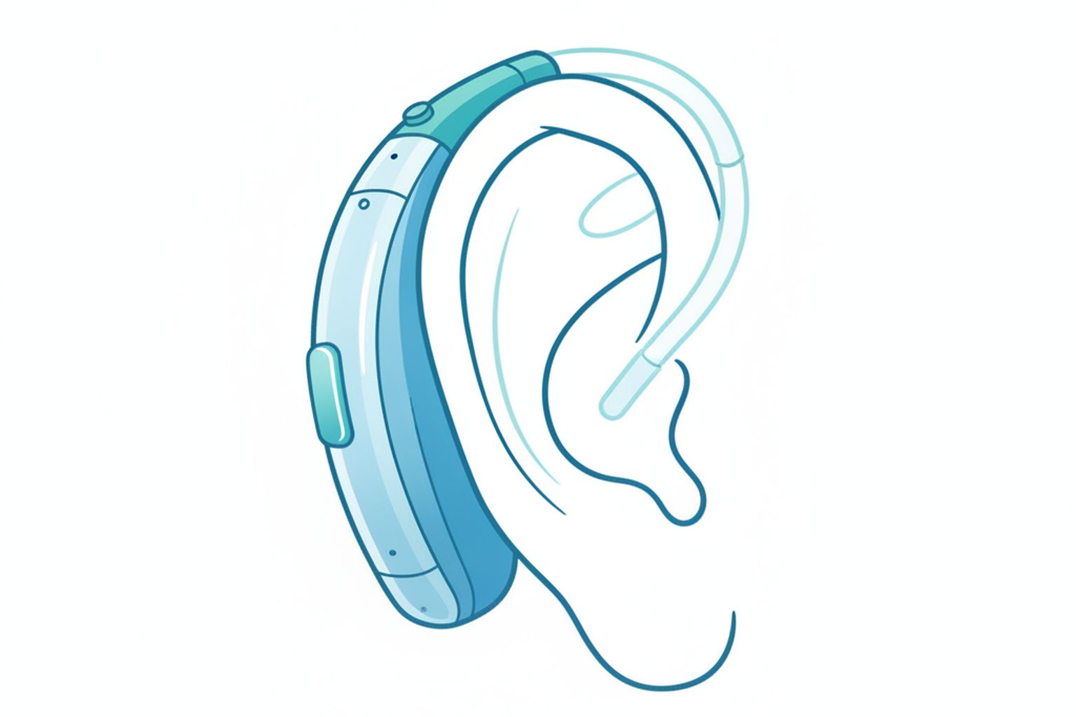 Behind the ear hearing aid fitted on the outer ear
