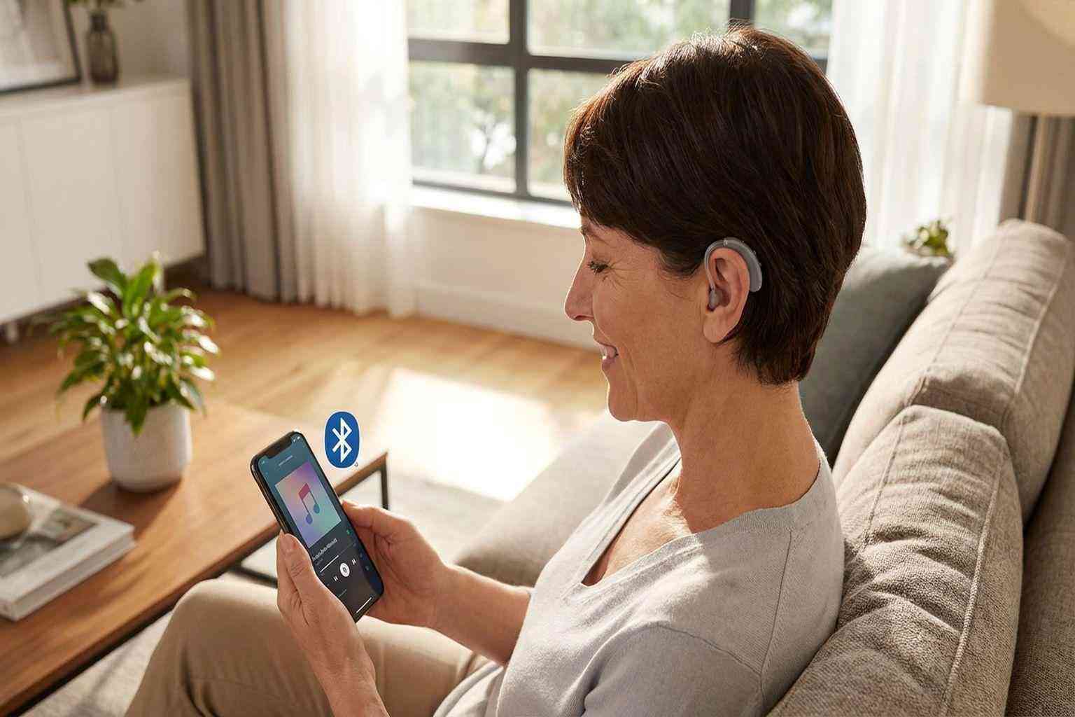 Bluetooth hearing aid streaming to smartphone
