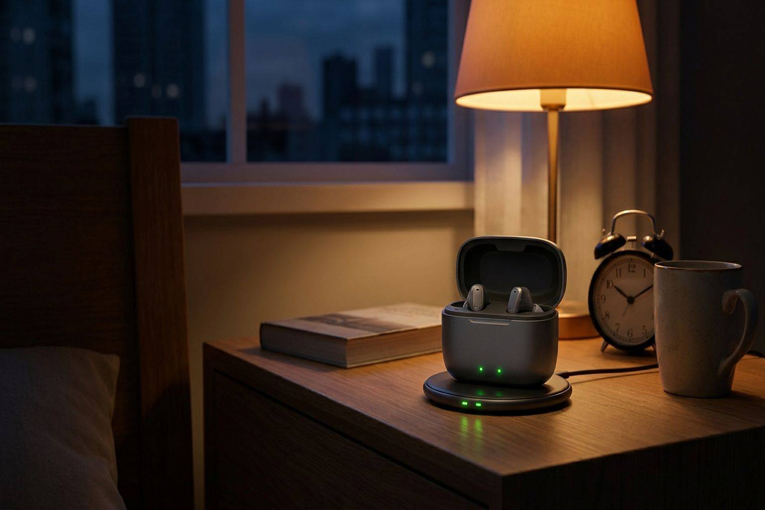 Rechargeable hearing aids in charging case