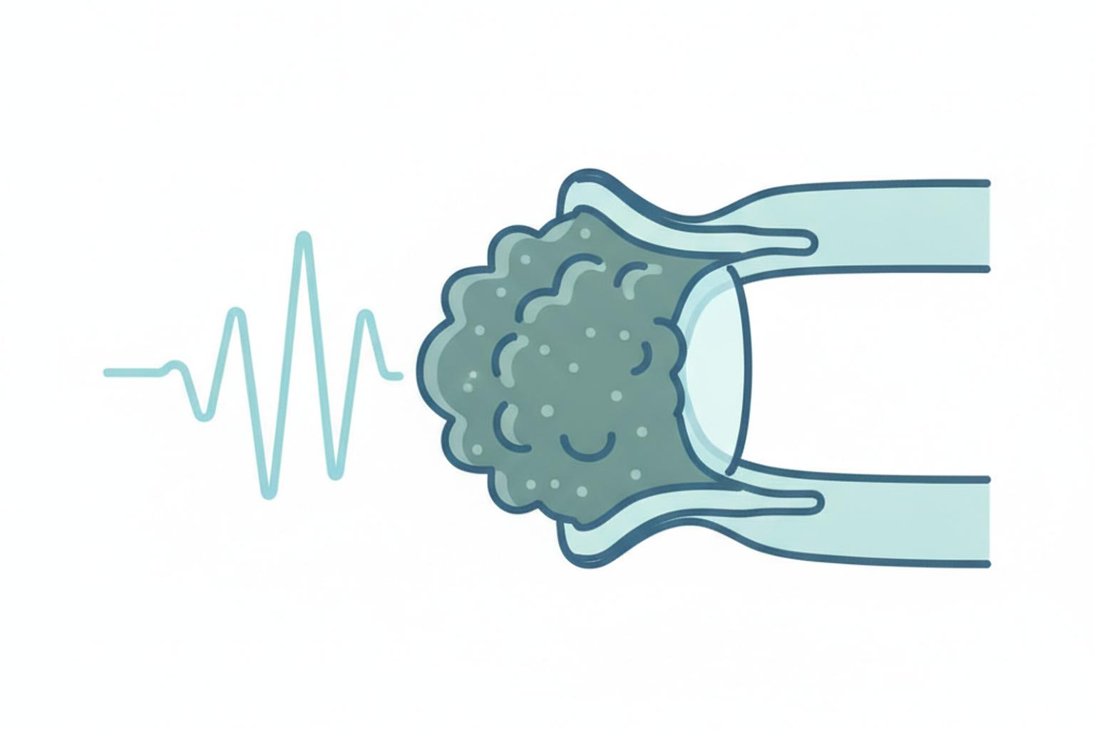 Illustration of ear canal blocked by earwax causing conductive hearing loss